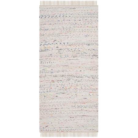 Safavieh Rag Runner Hand Woven Rug, Ivory and Multi Color- 2 ft.-3 in. x 10 ft. RAR121G-210